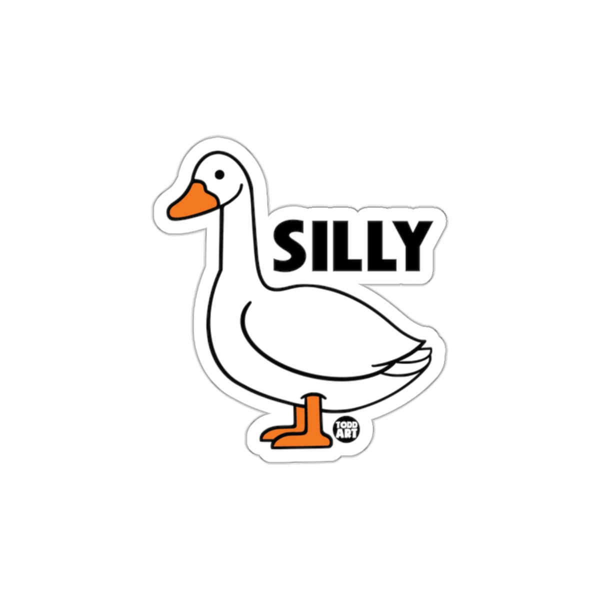 Playful Silly goose Art Sticker with Unique text silly