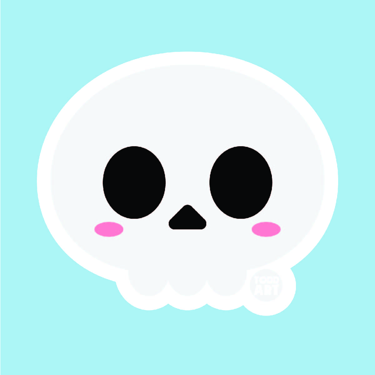 Boo Boo Buddies™ Skull Sticker – Cute Kawaii Vinyl 3″ Die‑Cut, Waterproof & Glossy