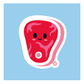 Boo Boo Buddies™ Steak Sticker – Cute Kawaii Vinyl Sticker, Waterproof Glossy 3″ Die‑Cut