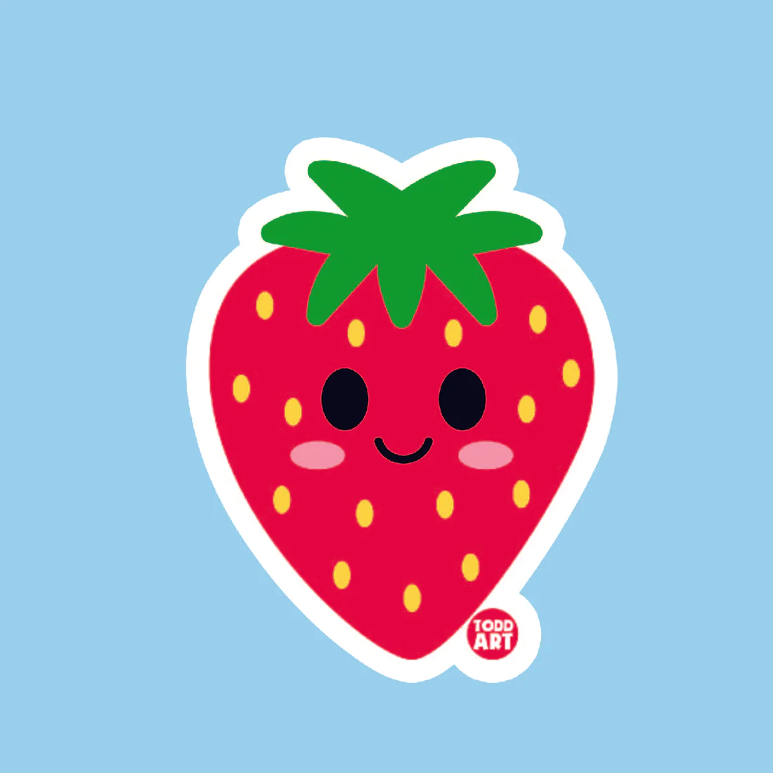 Boo Boo Buddies™ Strawberry Sticker – Cute Kawaii Vinyl Sticker, Waterproof Glossy 3″ Die‑Cut