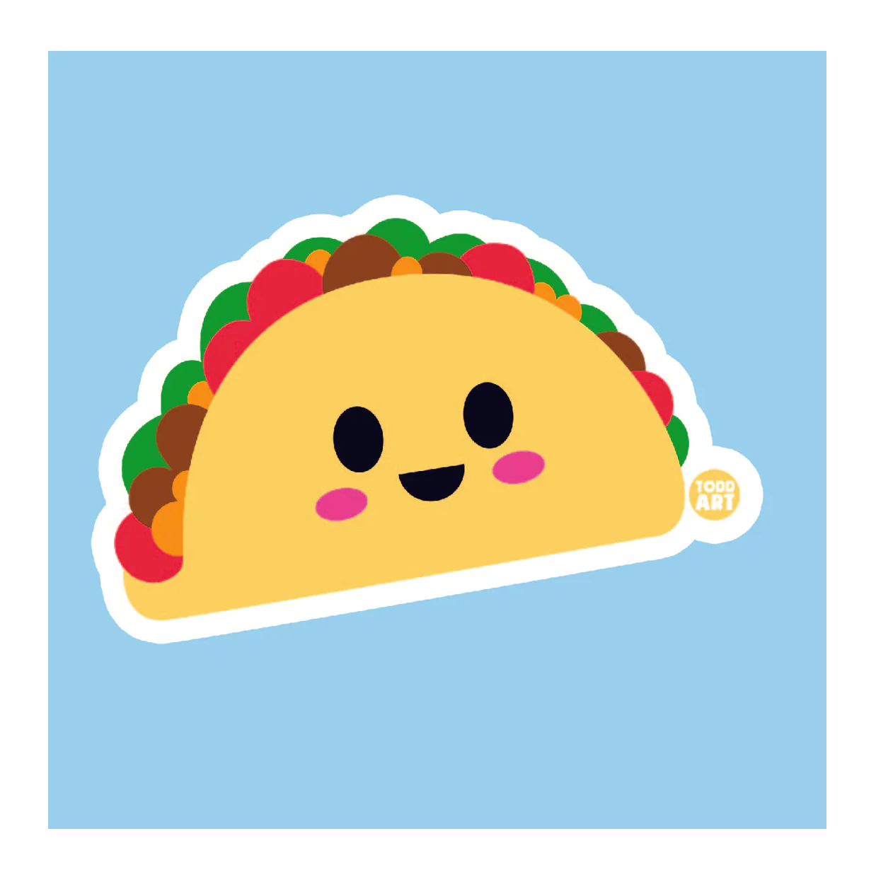Boo Boo Buddies™ Taco Sticker – Cute Kawaii Vinyl Sticker, Waterproof Glossy 3″ Die‑Cut