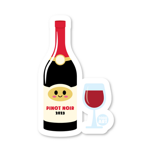 Boo Boo Buddies™ Wine Bottle & Glass Sticker – Cute Kawaii Vinyl Sticker, Waterproof Glossy 3″ Die‑Cut