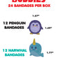 Boo Boo Buddies Bandages - Narwhal and Penguin - bandage dimensions